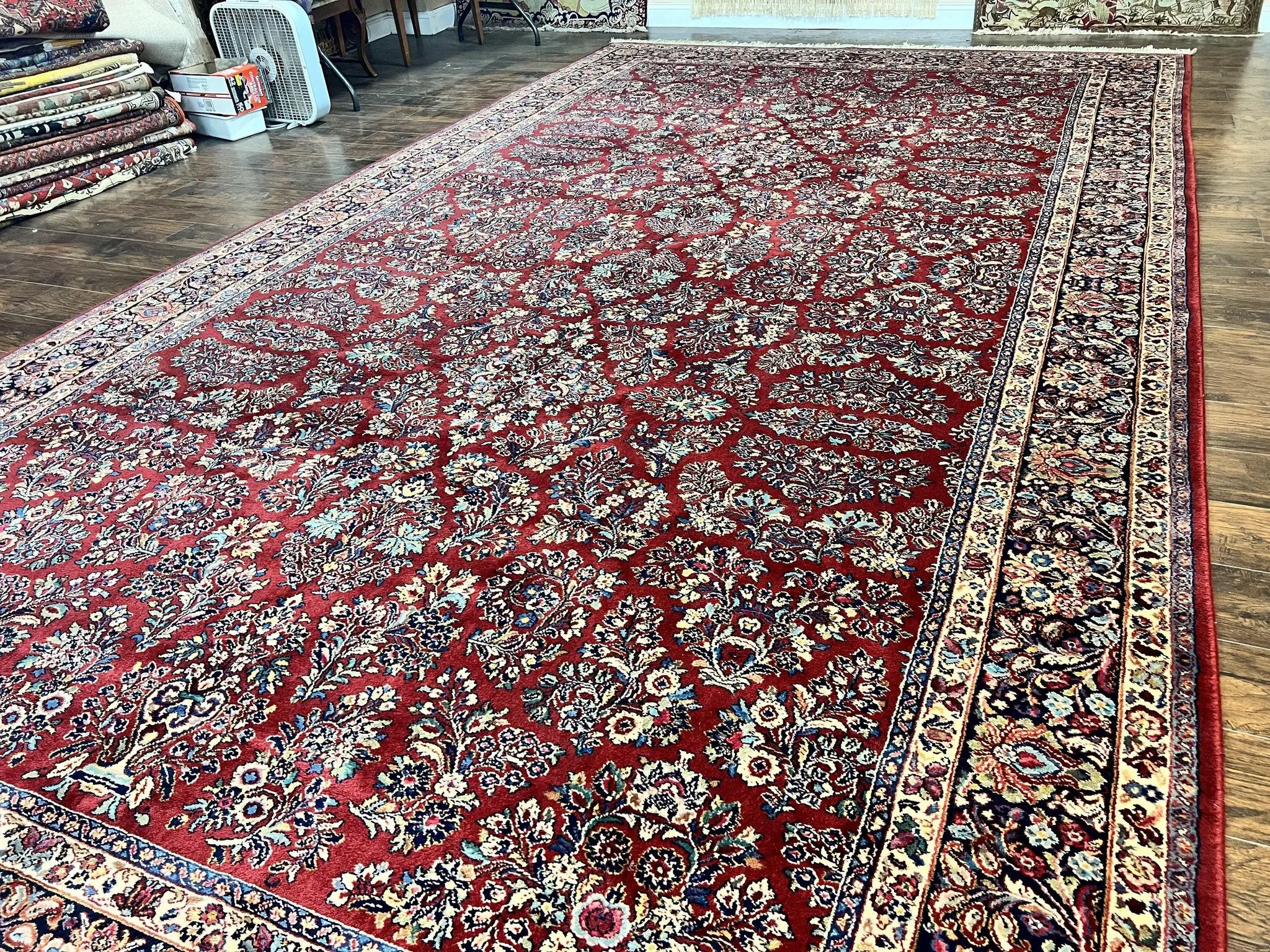 Karastan Rug 10x18 Red Sarouk #785, Wool Karastan Carpet, Original 700 Series, Vintage Discontinued Large Oriental Rug by Jewel Rugs
