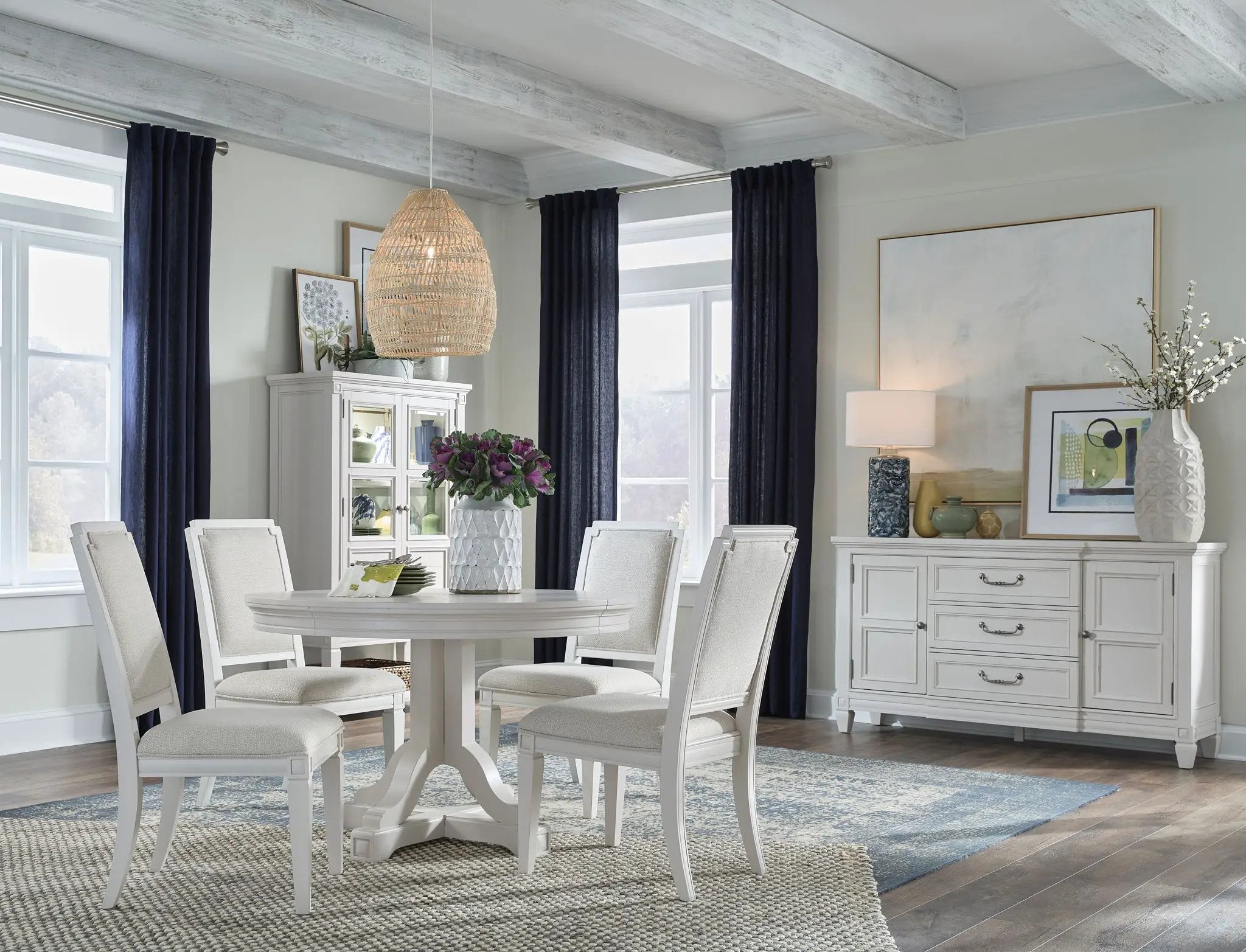 Willowbrook - Extendable 48" Round Dining Table - Egg Shell White by Unique Piece Furniture