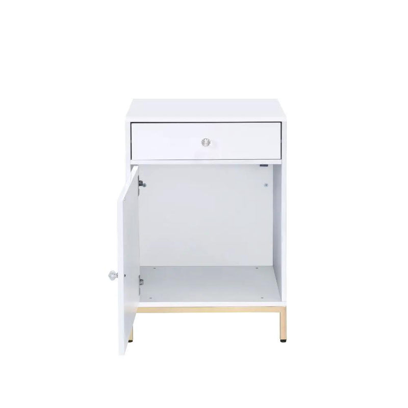 Ottey - Cabinet - White High Gloss & Gold by Unique Piece Furniture