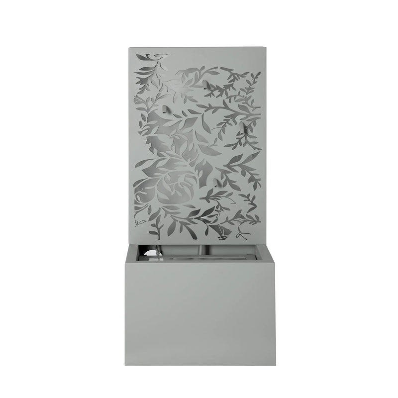 30.71' Light Gray Metal Leaf Cutout Outdoor Water Wall Fountain with LED Lights by HouseOfZazla
