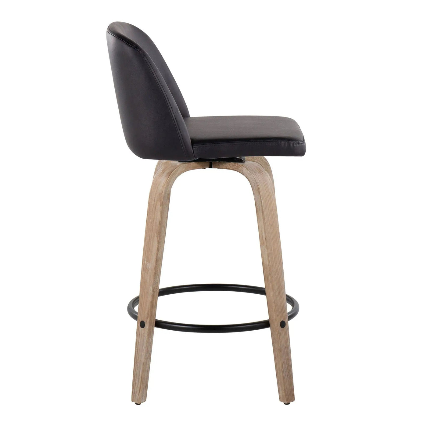 Toriano - Contemporary Fixed-Height Counter Stool & Swivel With Round Footrest (Set of 2) by HouseOfZazla