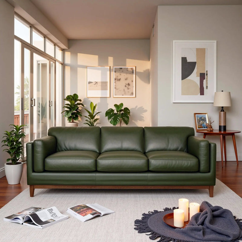 Raleigh Sustainable Wood 3-Seater Top Grain Genuine Leather Sofa by HouseOfZazla