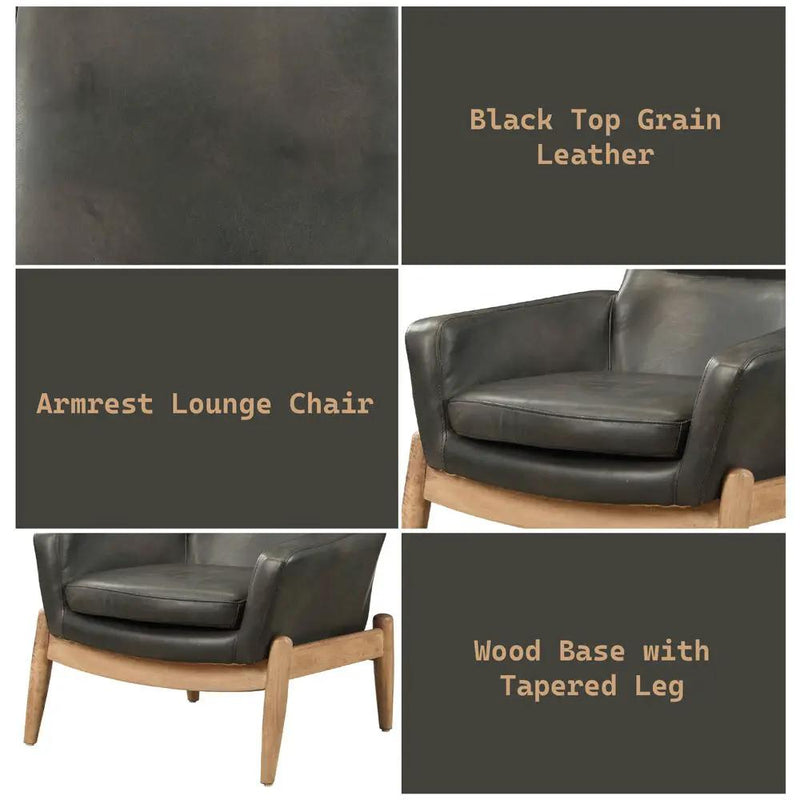 Dolphin - Accent Chair - Black Top Grain Leather by Unique Piece Furniture