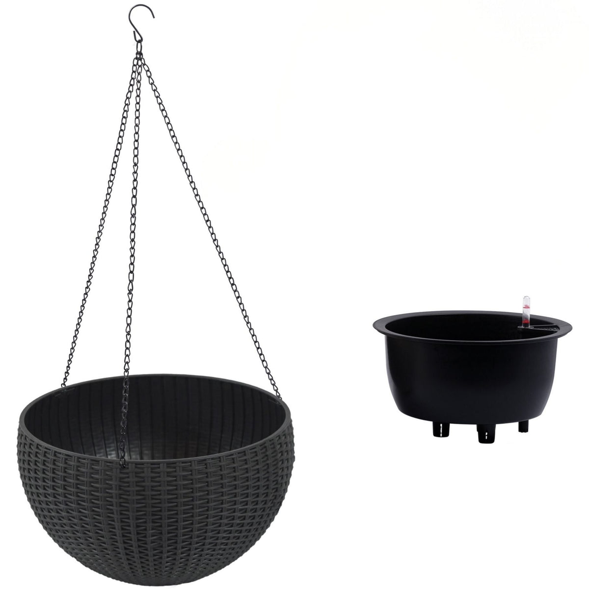 Self Watering Hanging Planter with Water Level Indicator - White, Black, or Dark Brown, photo 2 of 40
