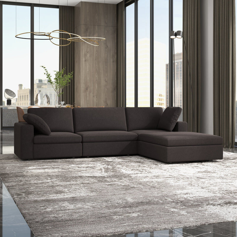 Dark Gray Modular Corner Sectional Sofa with Mid-Century Modern Design - Left Arm Facing, photo 2 of 13