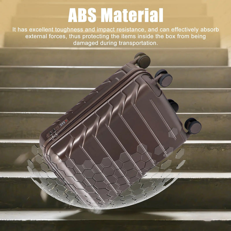 20 Inch ABS Hard Shell Travel Checked Luggage - Brown by HouseOfZazla