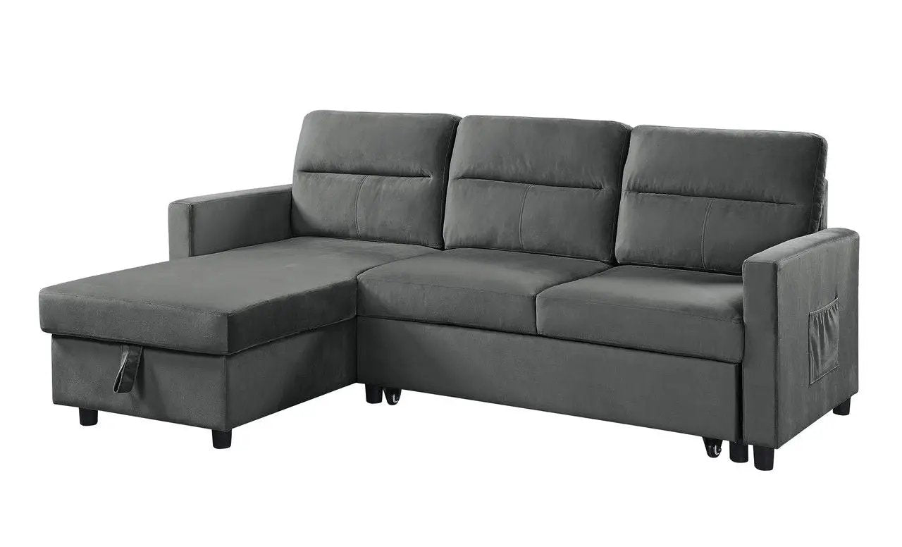 Ivy - Reversible Sleeper Sectional Sofa With Storage Chaise And Side Pocket by HouseOfZazla