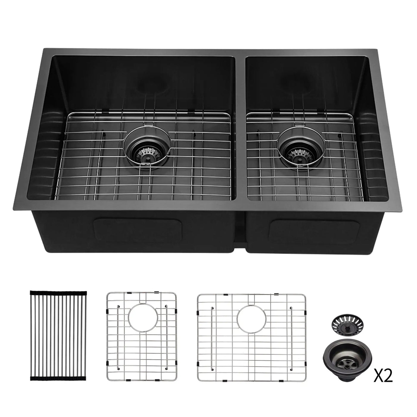 Modern Double Bowl Undermount Kitchen Sink 50 / 50 Design Stainless Steel by HouseOfZazla