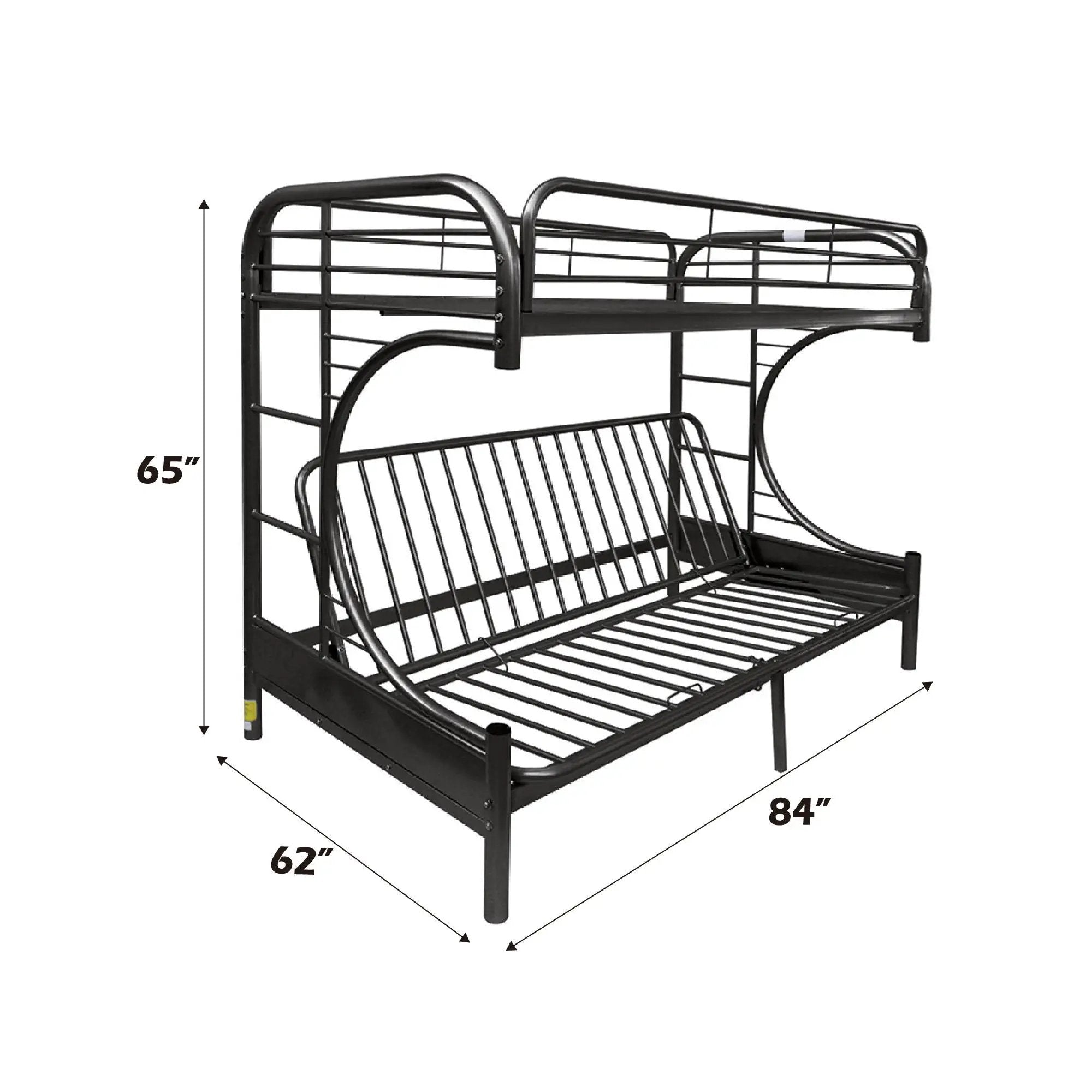 Eclipse - Twin Long Queen Futon Bunk Bed - Black by HouseOfZazla