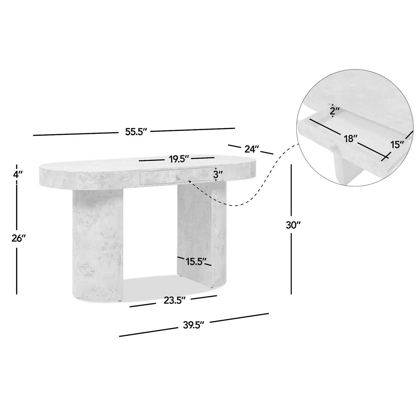 Jesse - Single Drawer Oval Computer Desk by HouseOfZazla