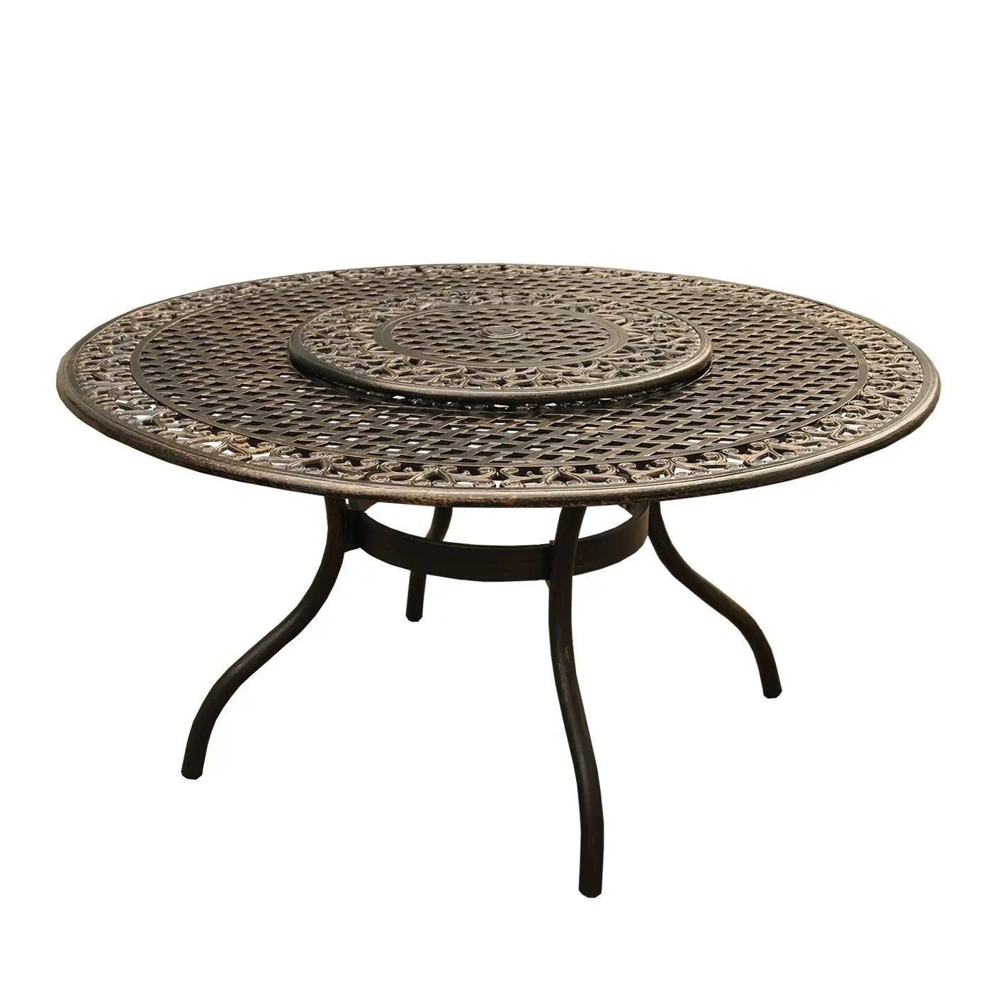 Outdoor Aluminum 7pc Round Patio Dining Set, Lazy Susan, Six Chairs by Sharicks