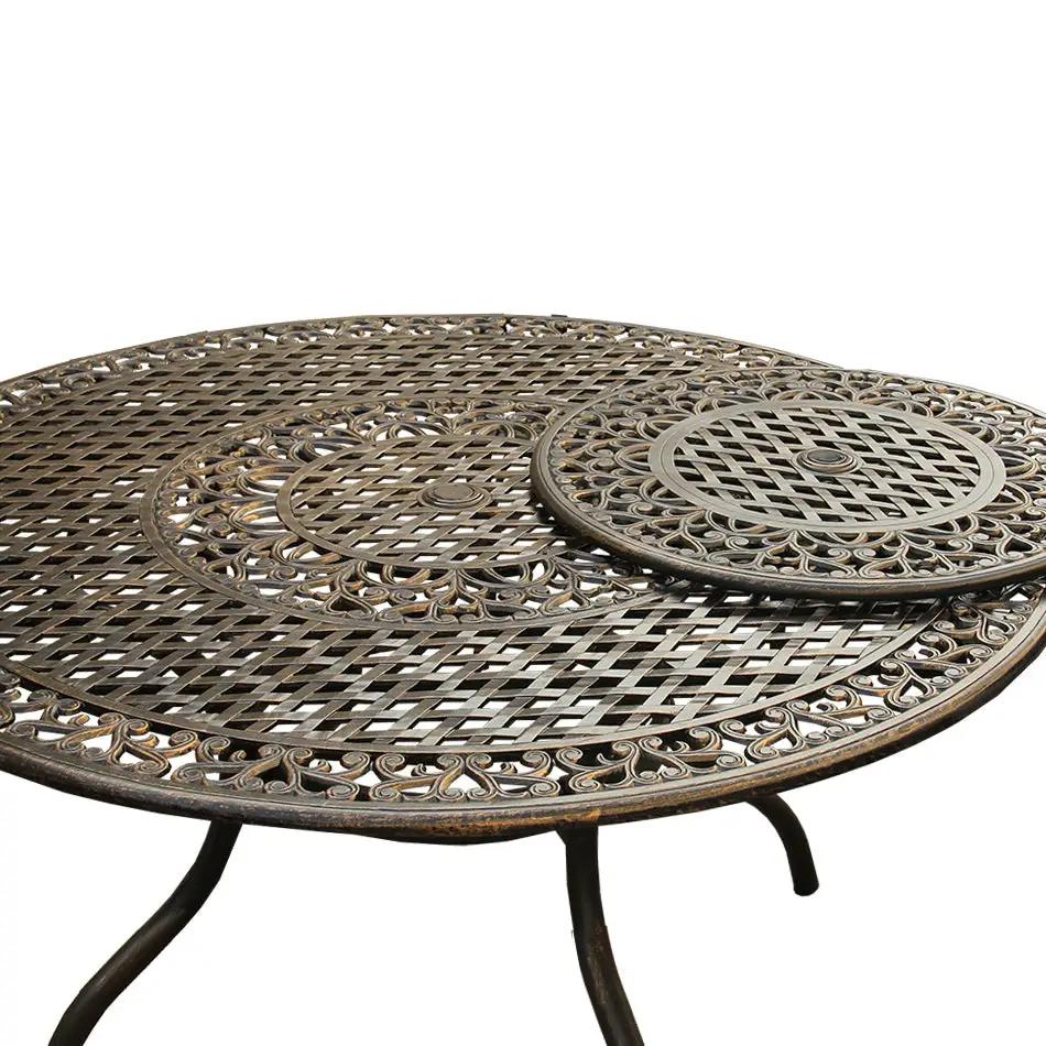 Outdoor Aluminum 7pc Round Patio Dining Set, Lazy Susan, Six Chairs by Sharicks