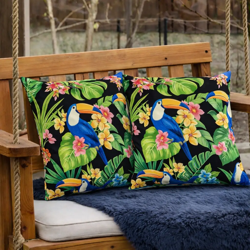 2 Pack Outdoor Throw Pillows, Waterproof & Fade-Resistant Patio Cushions by HouseOfZazla