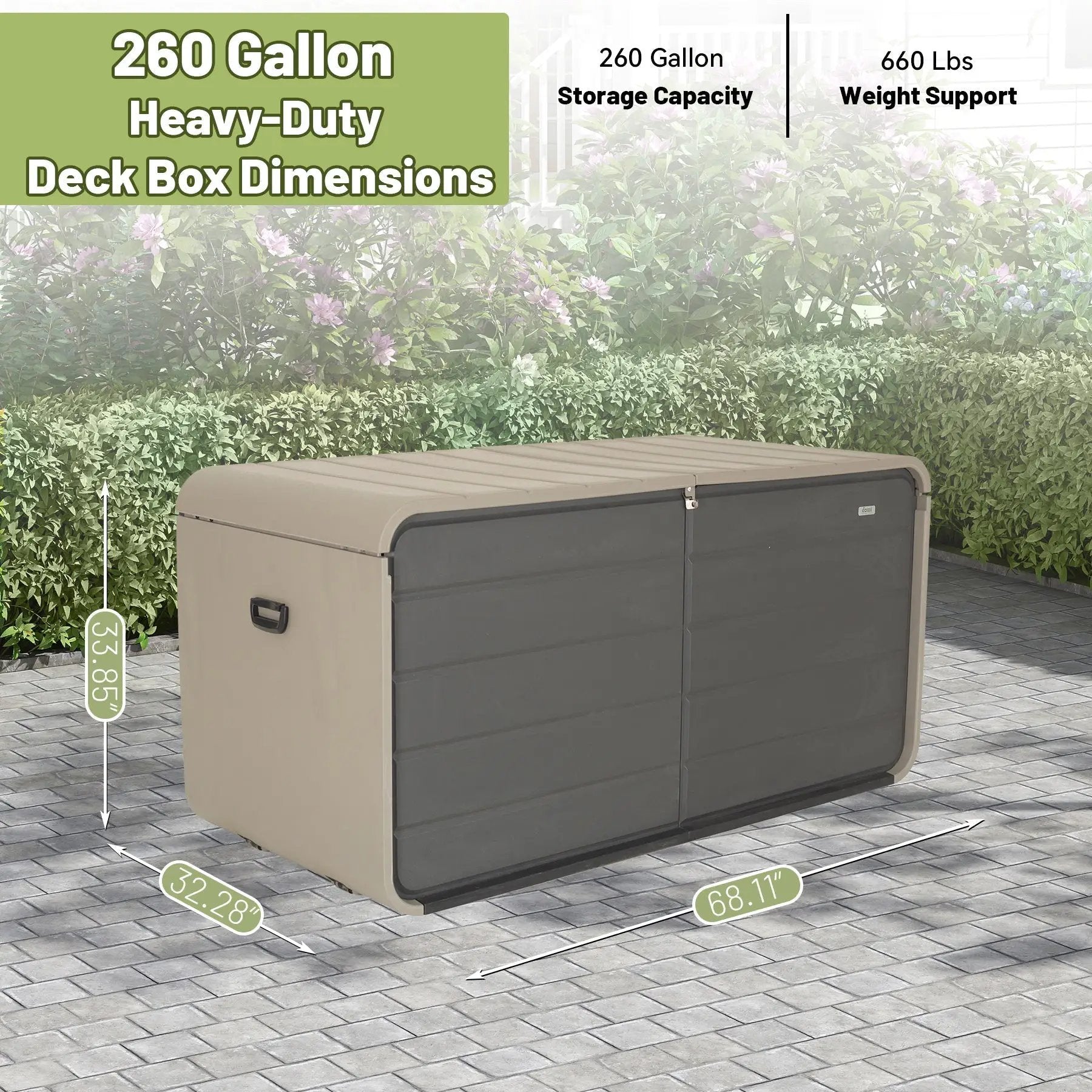 260 Gallon Plastic Deck Box with Lock and Wheels by HouseOfZazla
