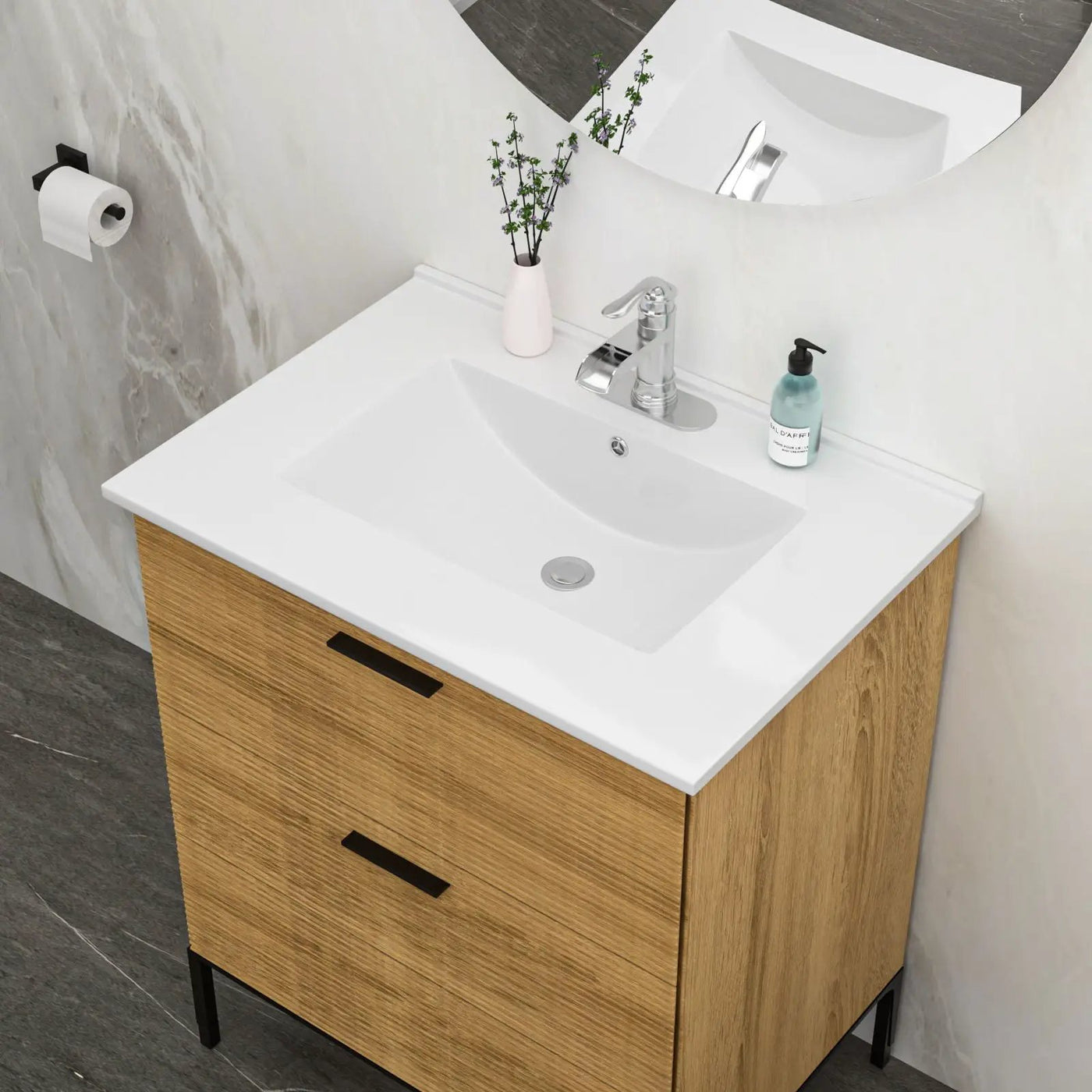 Premium Rectangular Vanity Top With Single Faucet Hole And Overflow by HouseOfZazla