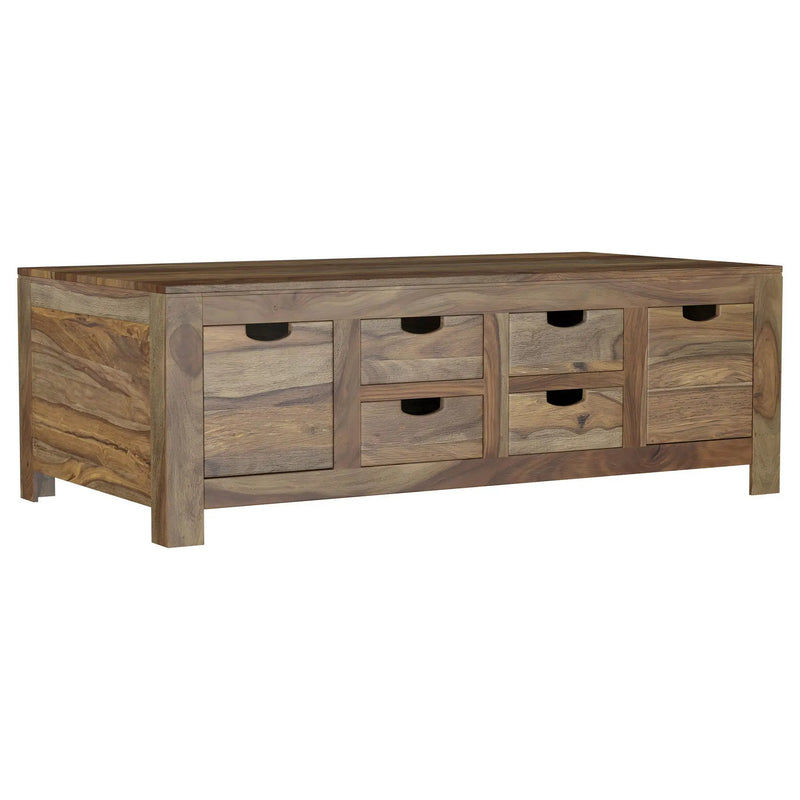 Esther 6-drawer Solid Wood Coffee Table Natural Sheesham by Unique Piece Furniture