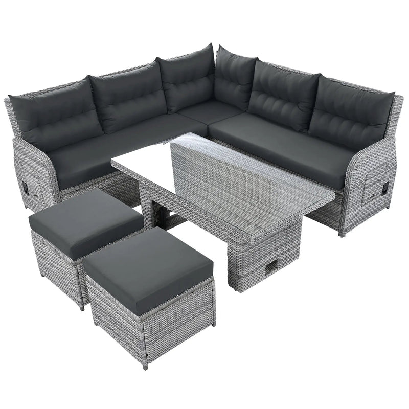 Outdoor Furniture Set Patio Rattan with Recliners and Tables by HouseOfZazla