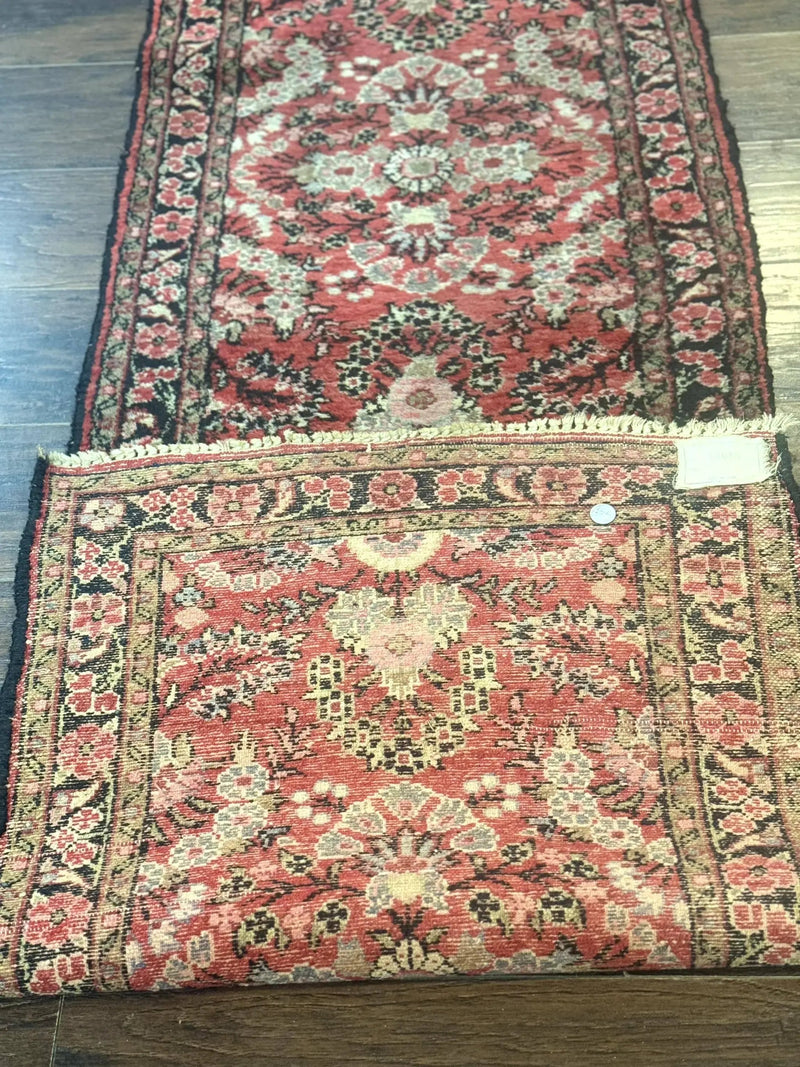 Persian Hamadan Runner Rug 2 x 13.6 – Red Floral Wool Hallway Carpet by Jewel Rugs