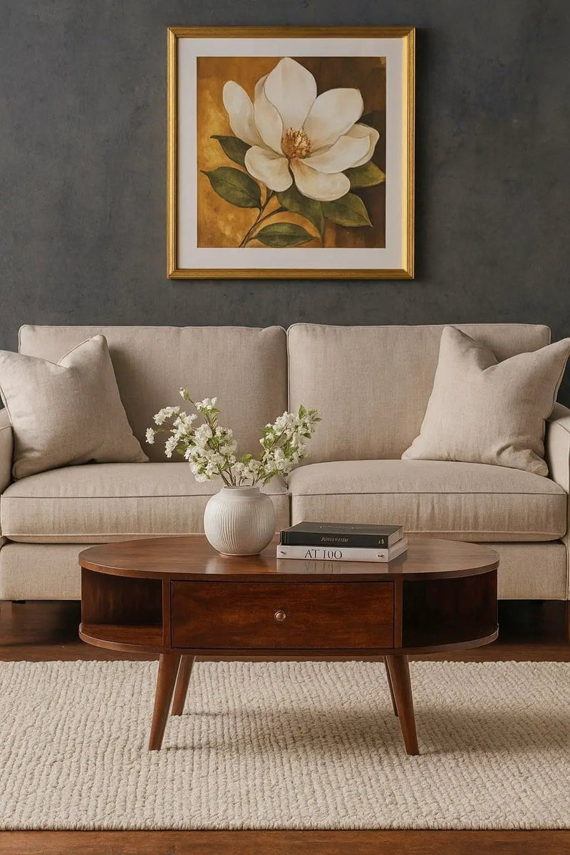 Oval Coffee Table With 1 Drawer - Chestnut by Unique Piece Furniture
