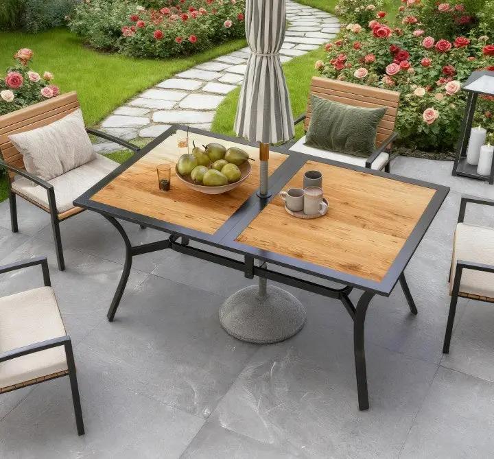 Stable Faux Wood Rectangle Outdoor Dining Table by HouseOfZazla