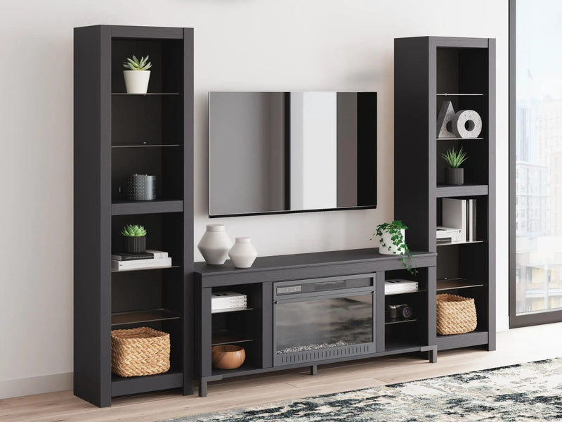 Cayberry - 3-Piece Entertainment Center With Electric Fireplace - Black by Unique Piece Furniture