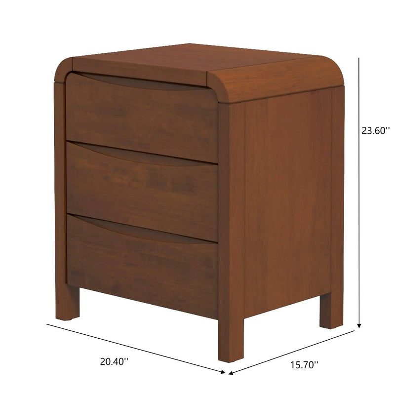 Lionel - Nightstand 3 Drawer Bed Side Table - Brown by HouseOfZazla