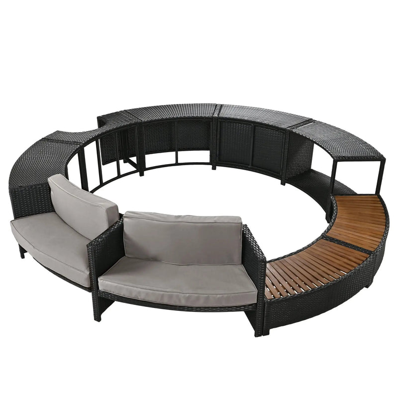 Spa Surround Spa Frame Patio Rattan Sofa Set With Storage Spaces, Mini Sofa And Comfortable Cushion For Patio, Backyard by HouseOfZazla