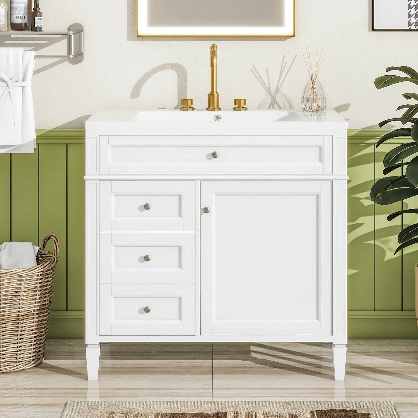 Bathroom Vanity With Top Sink, 2 Drawers And Tip Out Drawer by HouseOfZazla