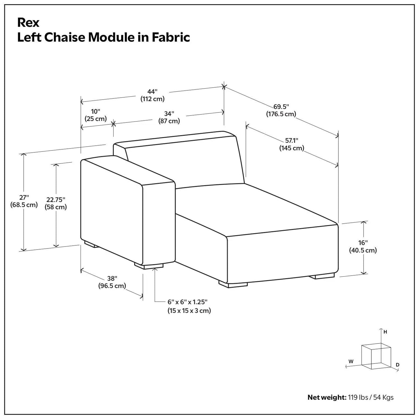 Rex - Chaise Sofa Module by HouseOfZazla