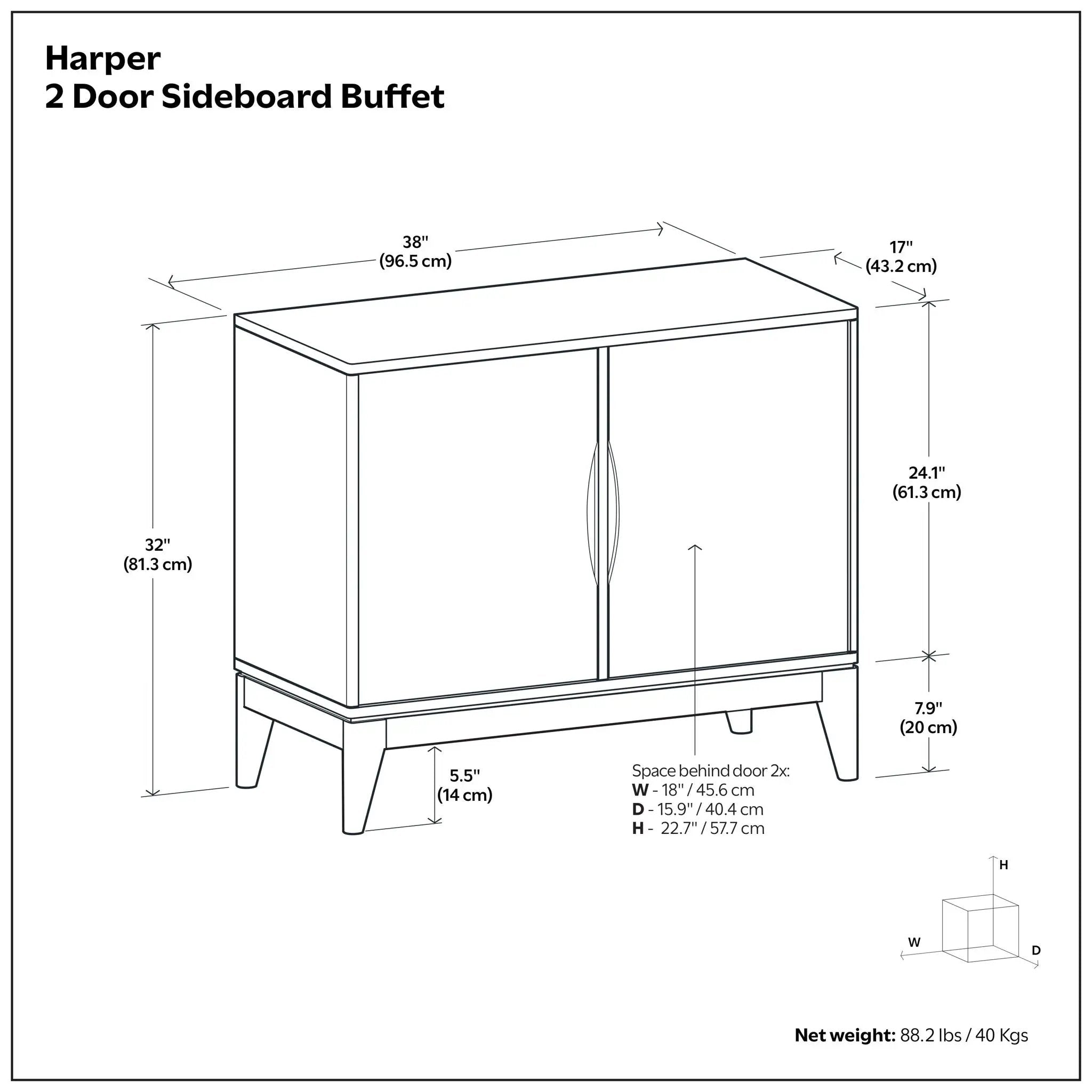 Harper - 2 Door Sideboard Buffet - Walnut Brown by HouseOfZazla