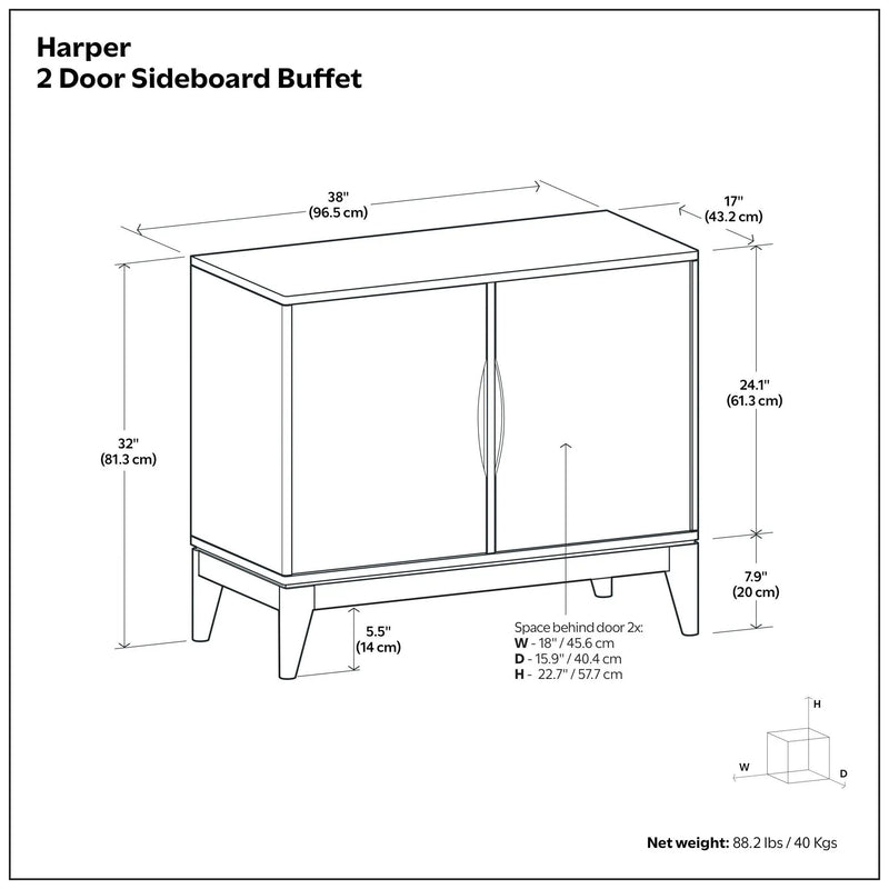 Harper - 2 Door Sideboard Buffet - Walnut Brown by HouseOfZazla