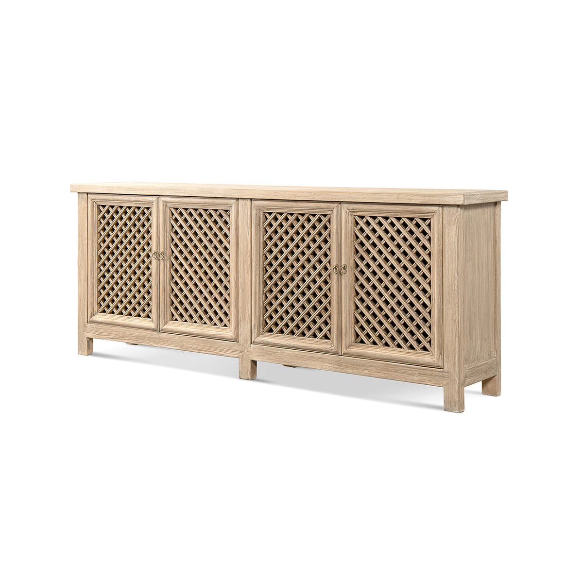 Arden 97" Extra Long Reclaimed Pine Lattice Front Sideboard – Heritage Light, photo 5 of 10