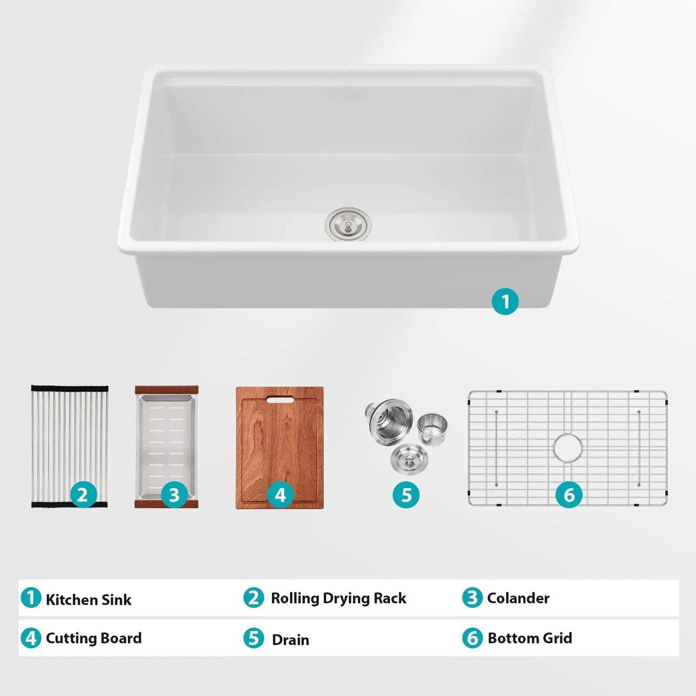 Undermount Workstation Single Bowl Porcelain Ceramic Kitchen Sink by HouseOfZazla