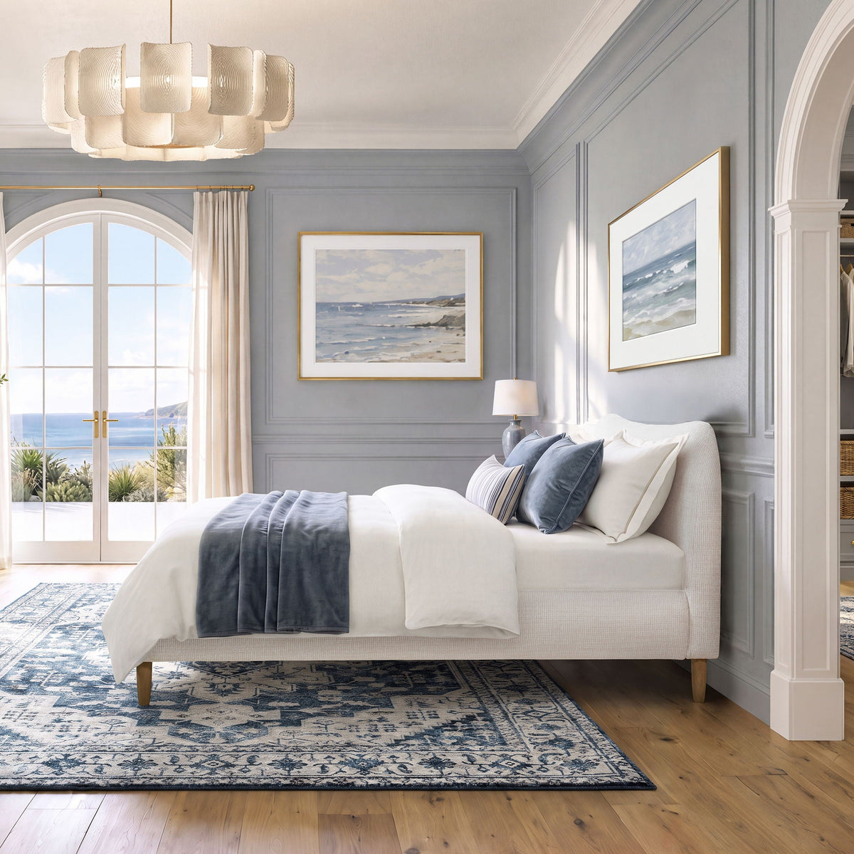 Roman - Curved Headboard Upholstered Platform Bed, photo 15 of 40
