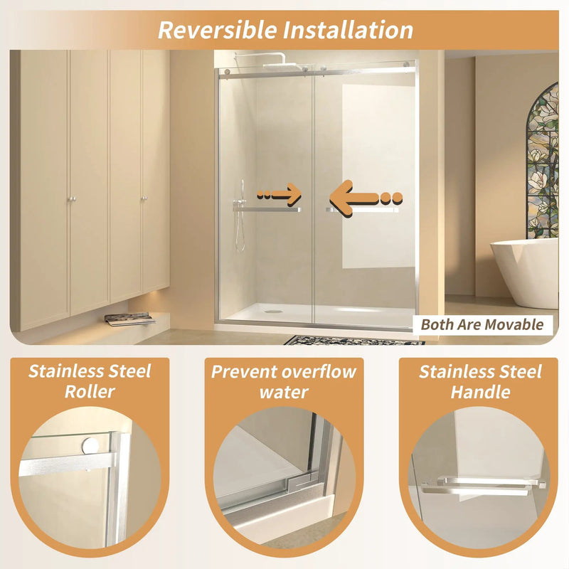 56-60 in.W x 76 in.H Semi-Frameless Sliding Shower Door by HouseOfZazla