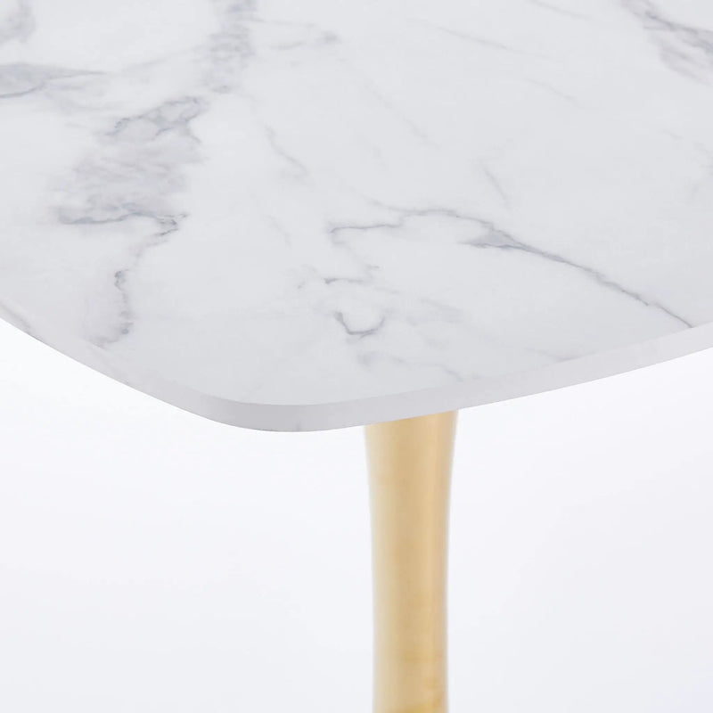 Square Tulip Dining Table For 2 - 4 People - Golden / White