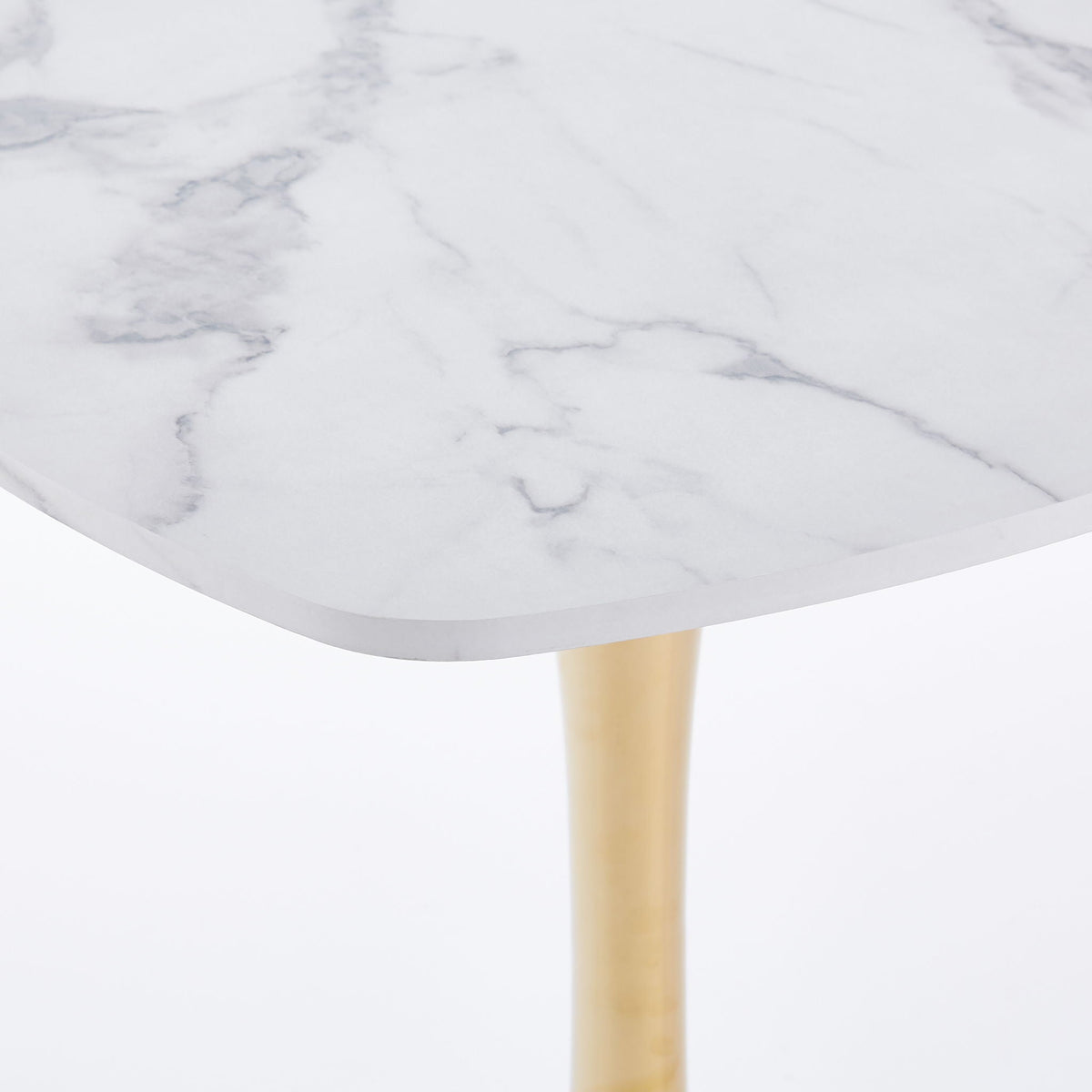 Square Tulip Dining Table with Metal Pedestal Base - Golden / White, photo 3 of 7