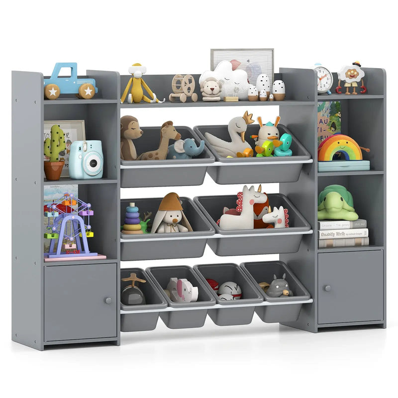 56 inch Large Toy Storage Organizer with 8 Removable Bins and Bookshelf by DirectDeals