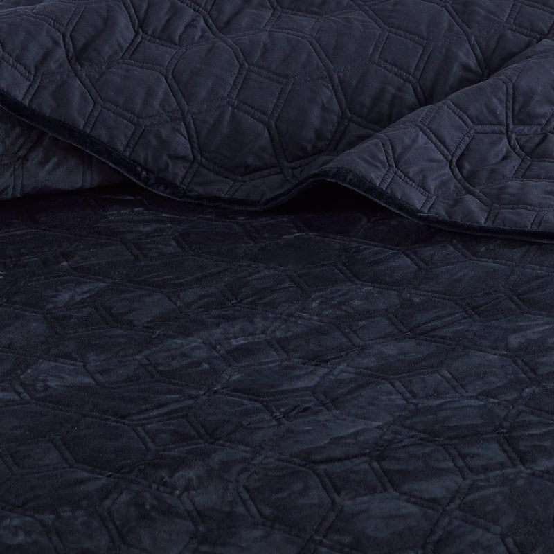 3 Piece Velvet Quilt Set Navy King/Cal King by HouseOfZazla