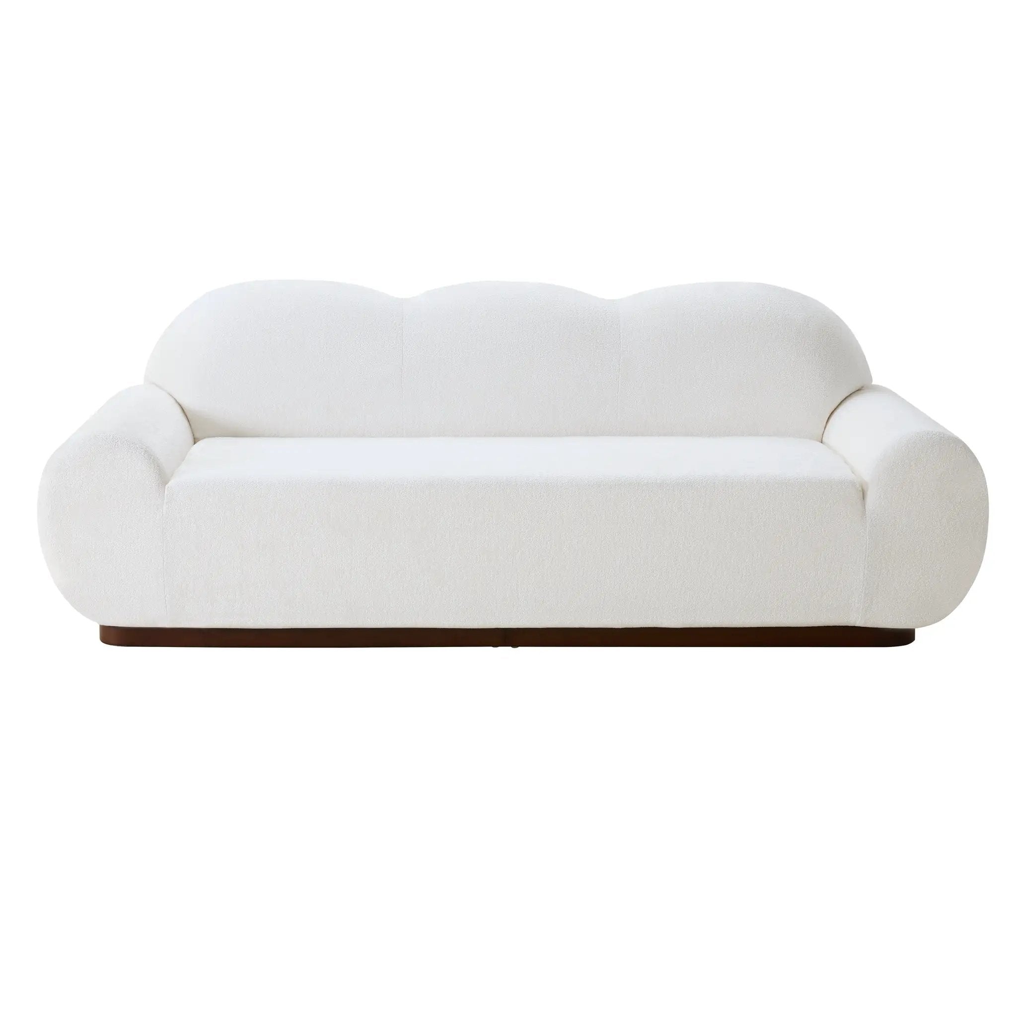 88 in. Round Arm Cloud Curved 3-Seater Modern Upholstered Chenille Sofa, Snow by HouseOfZazla