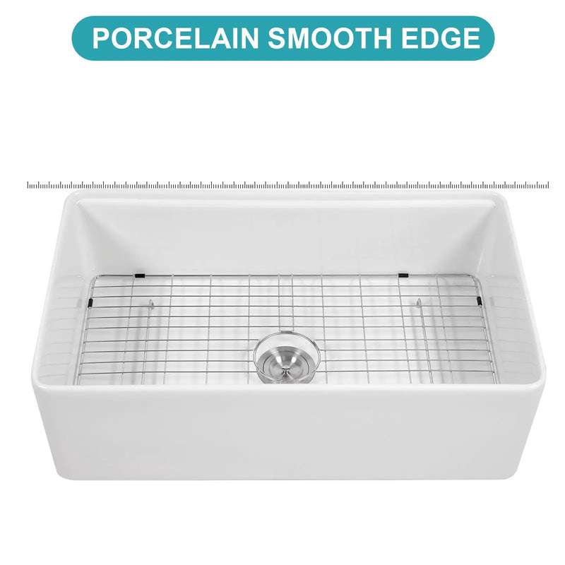 Kitchen Sink Workstation 33" Single Bowl Sink With Work Surface - White by HouseOfZazla