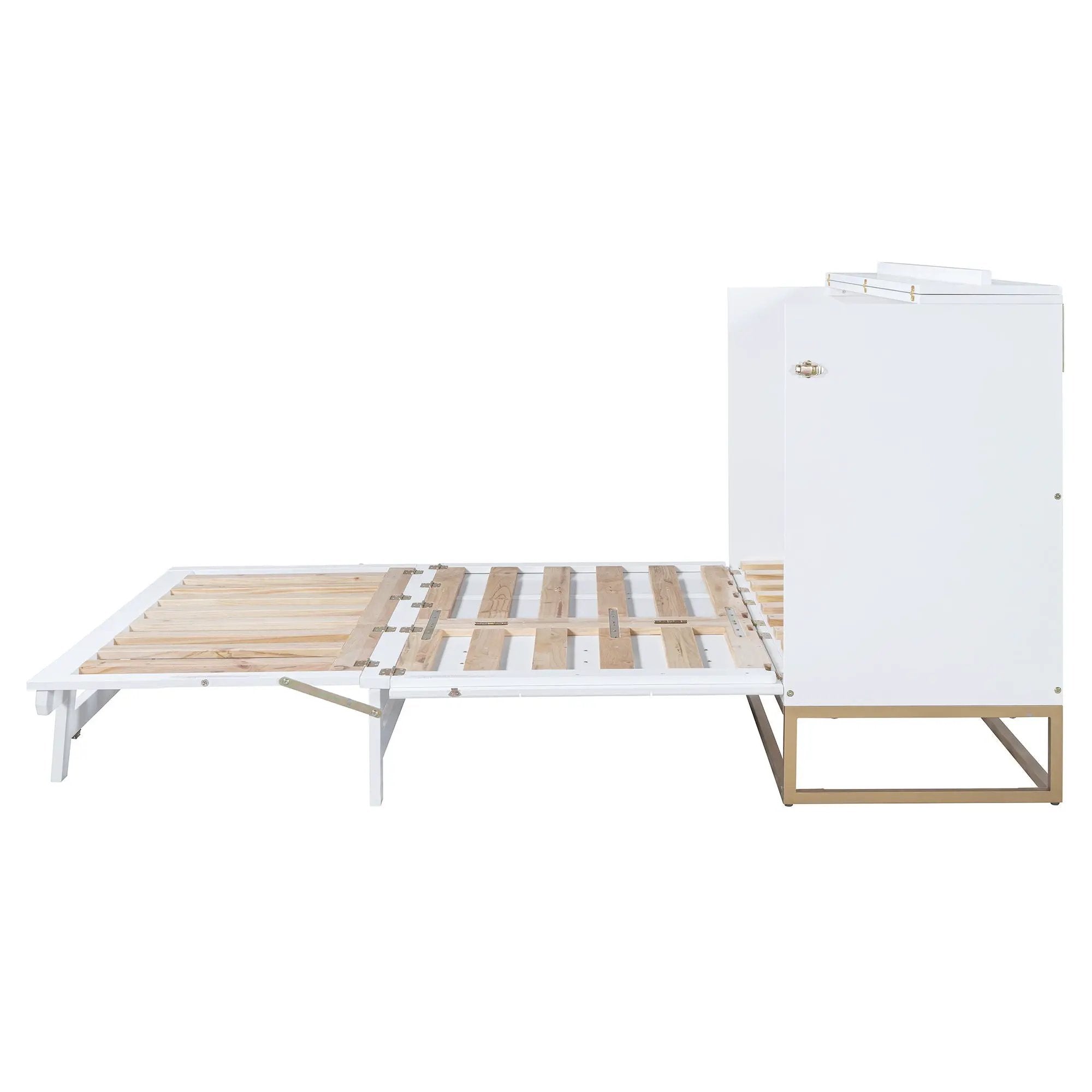 Murphy Bed With Frosted Glass Doors Design, Fake Drawers, Metal Legs by HouseOfZazla