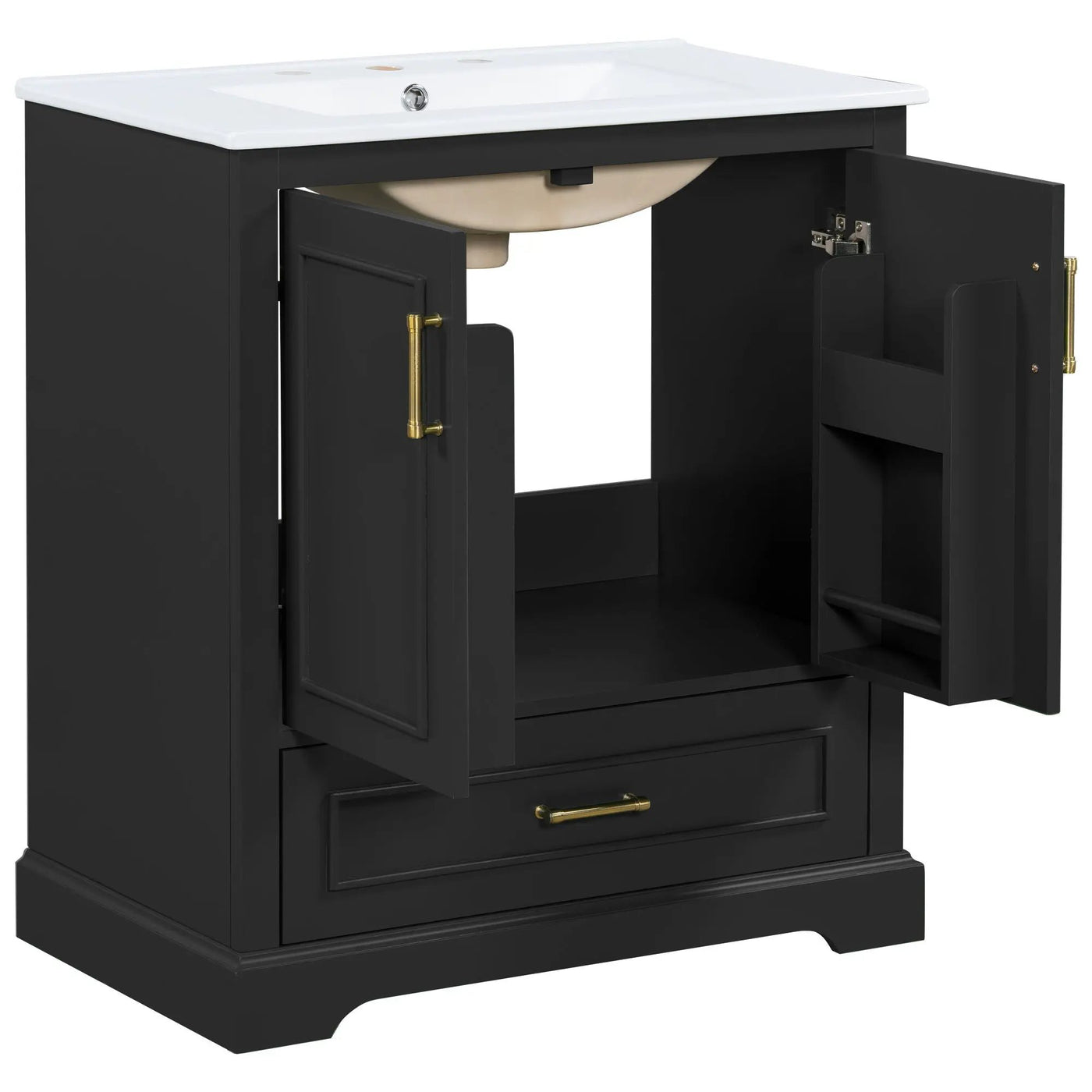 Bathroom Vanity With Sink, 1 Divided Drawer And 2 Soft Close Doors With Double Shelf by HouseOfZazla