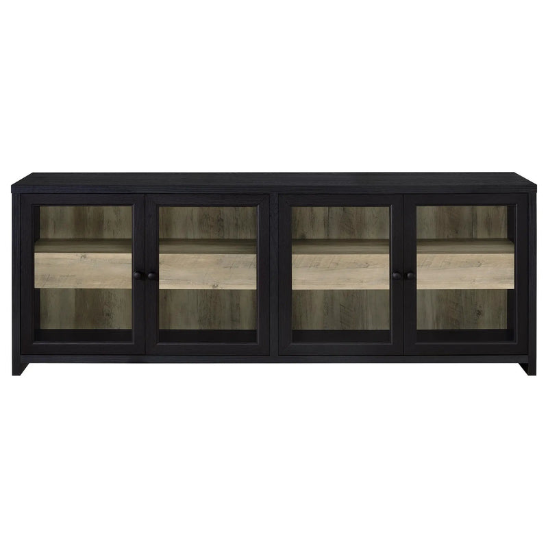 Denison 79-inch 4-door TV Stand Media Console Black by Unique Piece Furniture