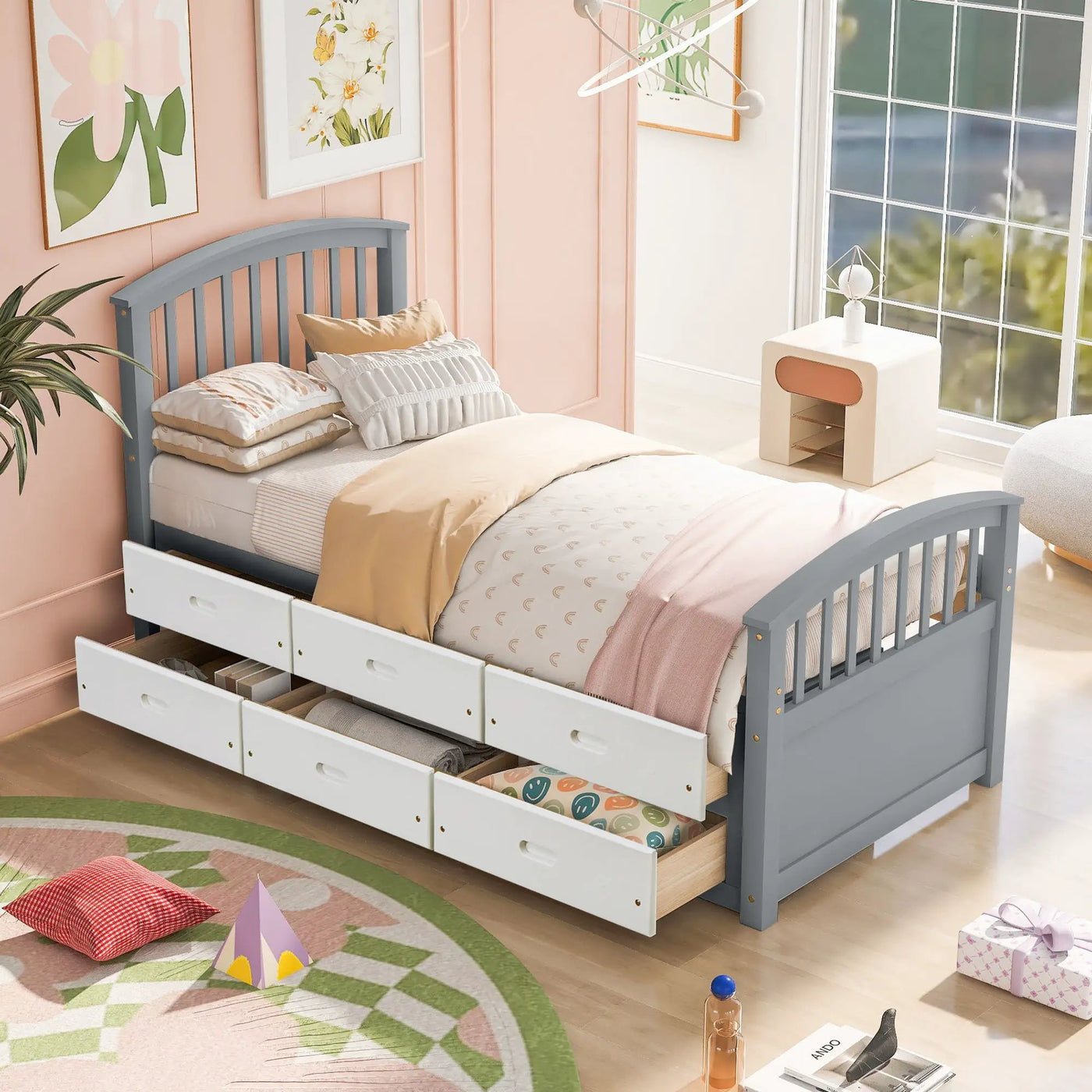 Platform Storage Bed Solid Wood Bed With 6 Drawers by HouseOfZazla