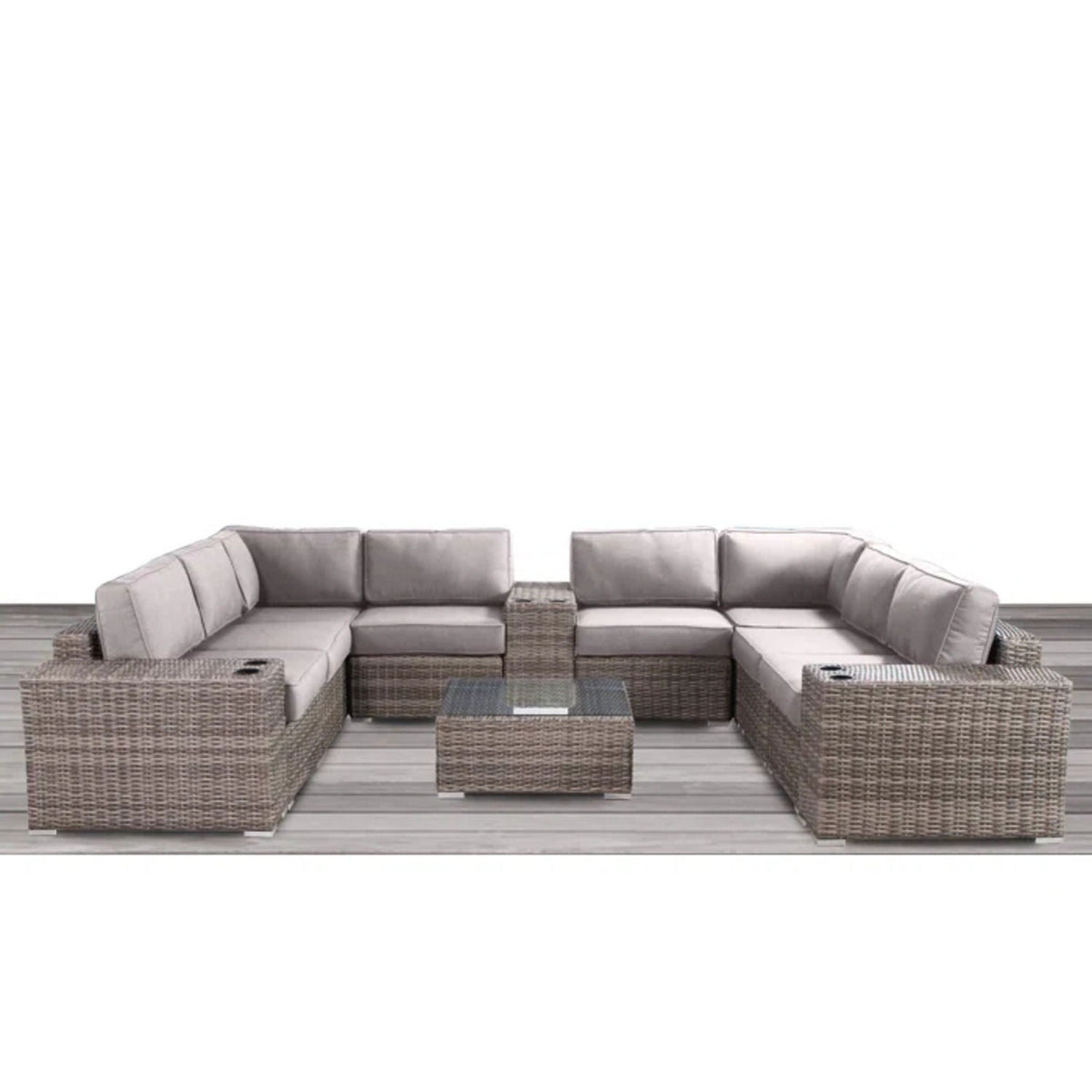 Modern Patio Rattan Sectional Set with Cushions - Multiple Set Options, photo 25 of 40