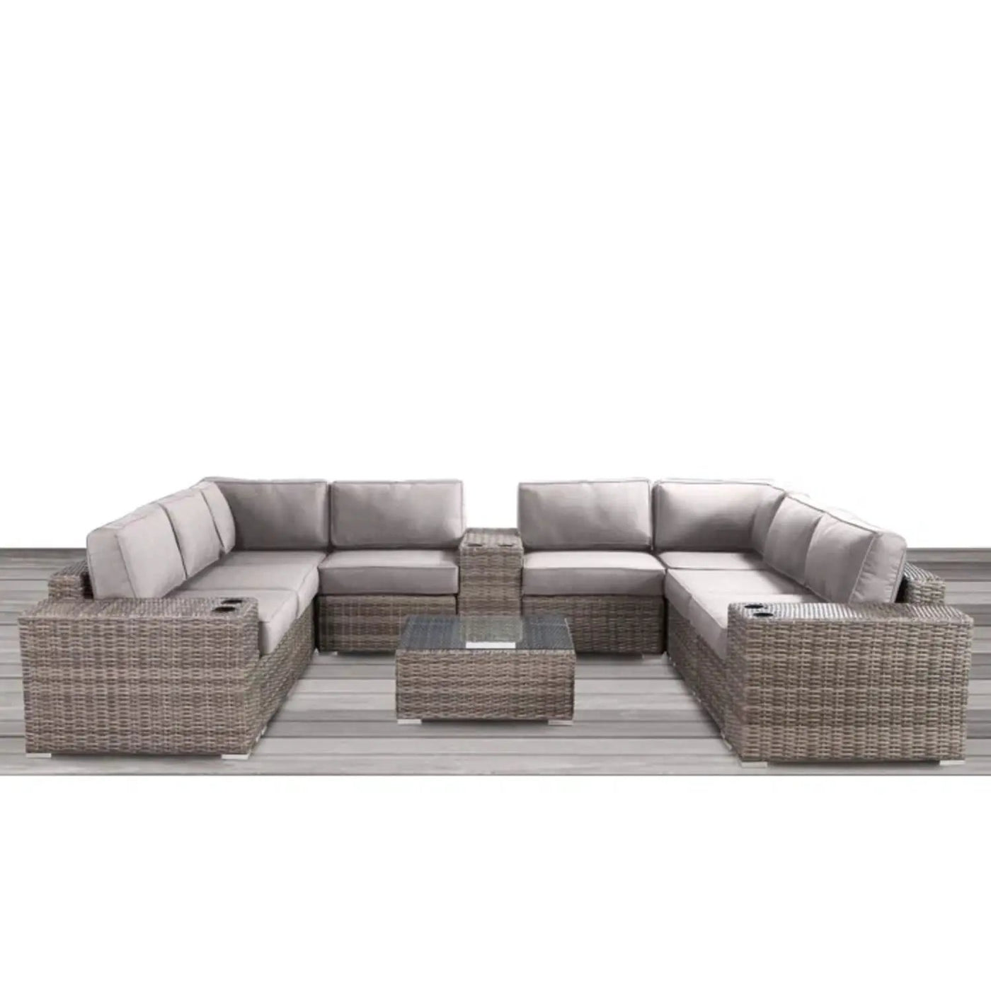 Modern Patio Rattan Sectional Set With Cushions by HouseOfZazla