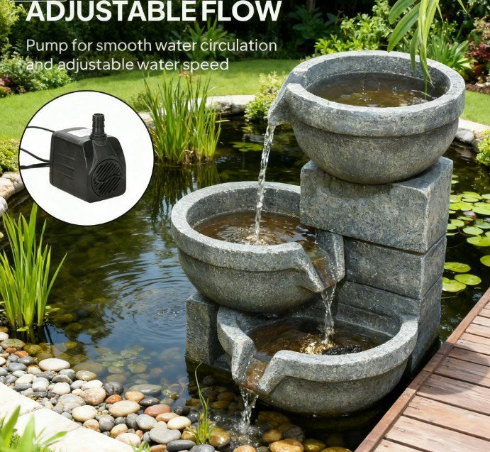 Garden Fountain, Tall Outdoor Waterfall with LED Lights by HouseOfZazla