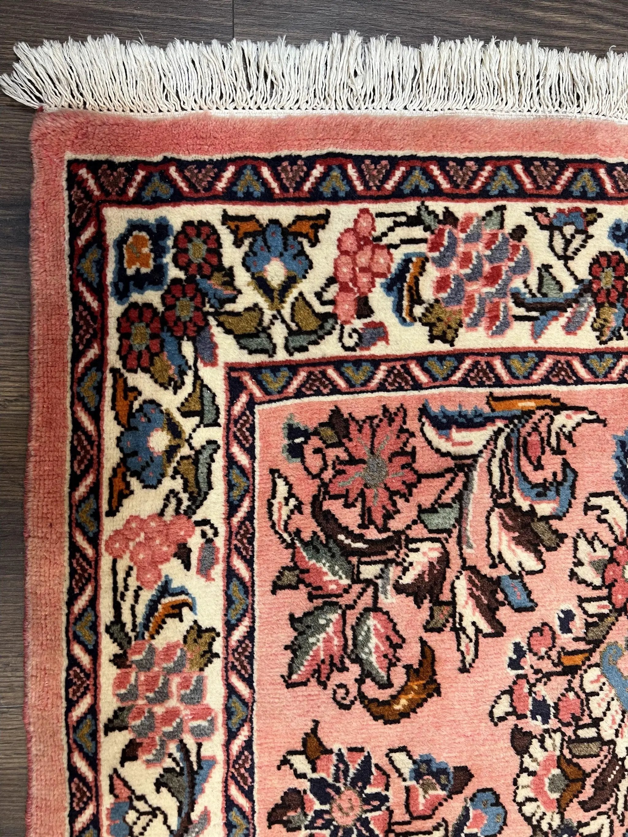 Persian Sarouk Runner Rug 2.9 x 13.6, Wool Floral Hand Knotted Runner by Jewel Rugs