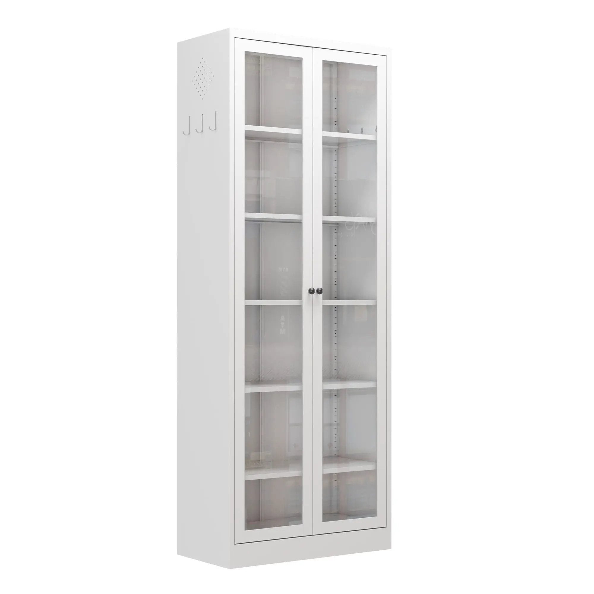 Industrial Metal Kitchen Pantry Cabinet With Adjustable Shelves - White by Unique Piece Furniture